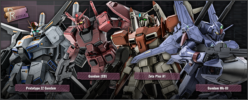 Neue Einheiten am Recycle Counter: Prototype ZZ Gundam, Gundam CD, Zeta Plus A1, Gundam Mk-III